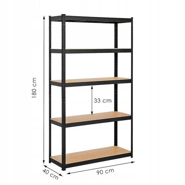 Uzglabāšanas statīvs ar 5 regulējamiem plauktiem 180 x 90 x 40 cm max 175 kg uz 1 plaukta