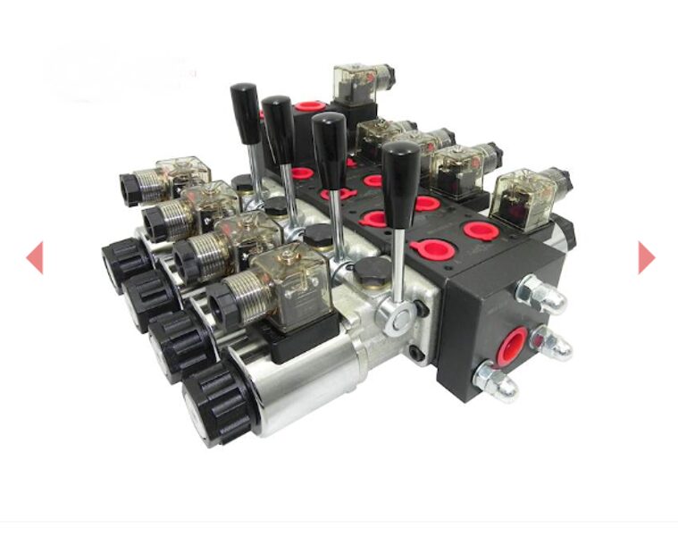 HIDRAULISKAIS SADALĪTĀJS 4 SEKCIJU 24V ELEKTRISKĀ + MANUĀLĀ VADĪBA