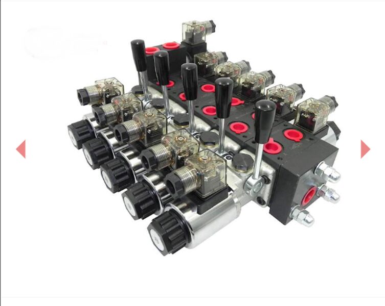 HIDRAULISKAIS SADALĪTĀJS 5 SEKCIJU 24V ELEKTRISKĀ + MANUĀLĀ VADĪBA