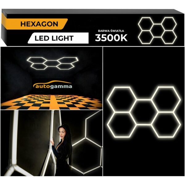 Moduļu Apgaismojuma Sistēma Garāžai Un Darbnīcai, HEXAGON LED 297 X 206 Cm, 3500K