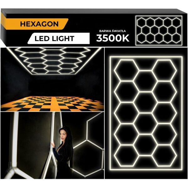 Moduļu Apgaismojuma Sistēma Garāžai Un Darbnīcai HEXAGON LED 243 X 483 Cm, 3500K