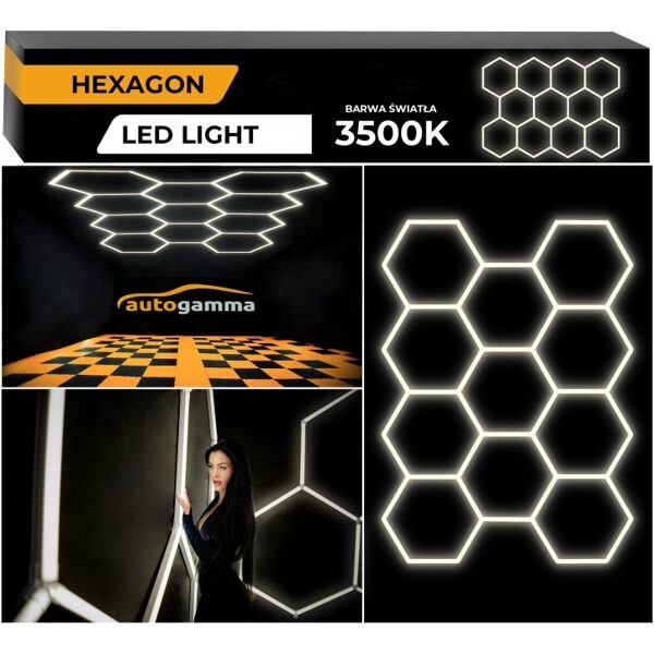 Moduļu Apgaismojuma Sistēma Garāžai Un Darbnīcai, HEXAGON LED 297 X 412 Cm, 3500K