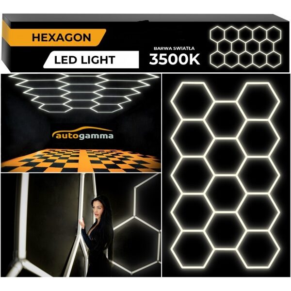 Moduļu Apgaismojuma Sistēma Garāžai Un Darbnīcai, HEXAGON LED 297 X 515 Cm, 3500K