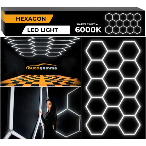 Moduļu Apgaismojuma Sistēma Garāžai Un Darbnīcai, HEXAGON LED 297 X 515 Cm, 6000K